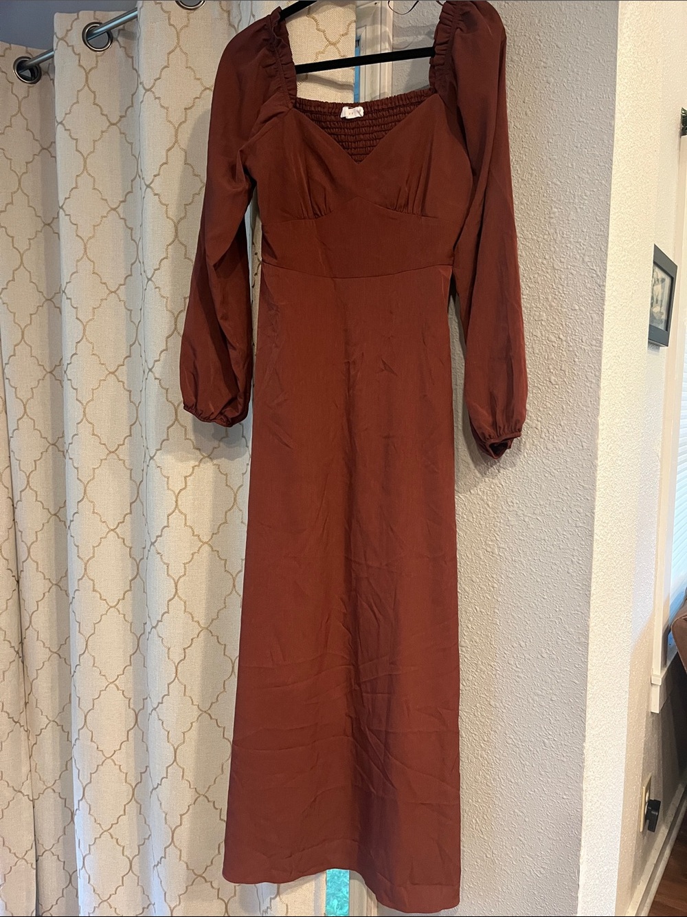 Lush Rust Brown Long Sleeve Maxi Dress